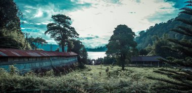 Trees, hill and lake view Bali Indonesia