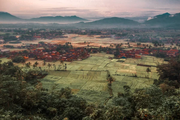 Beautiful View Mountain Village Rice Terrace Java Island Indonesia — Stock Photo, Image