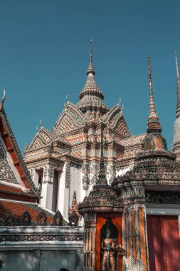 Ancient Thailand temple with statues