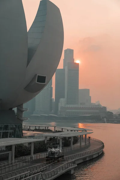 Art Science Museum View Skyscrapers Sunset Singapore — Stock Photo, Image