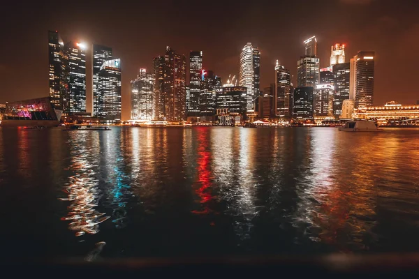 Singapore City View Light Reflections Night — Stock Photo, Image