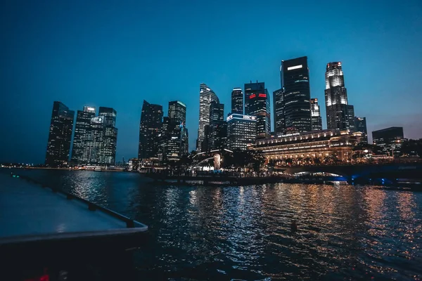 Singapore City View Light Reflections Night — Stock Photo, Image