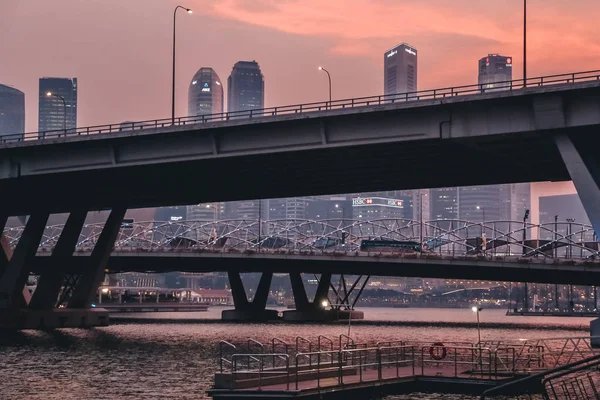 Bridge River Singapore Sunset — Stock Photo, Image