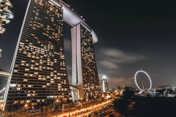 Singapore Marina Bay Sands View Night — Stock Photo, Image