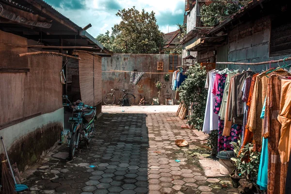 Backyard Motorcycle Bike Drying Clothes Bandung Jawa — Stock Photo, Image