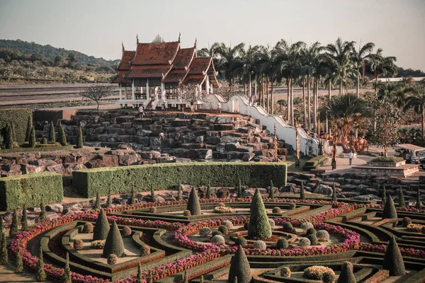 Oude Aziatische Tempel Landschap Tuinieren — Stockfoto