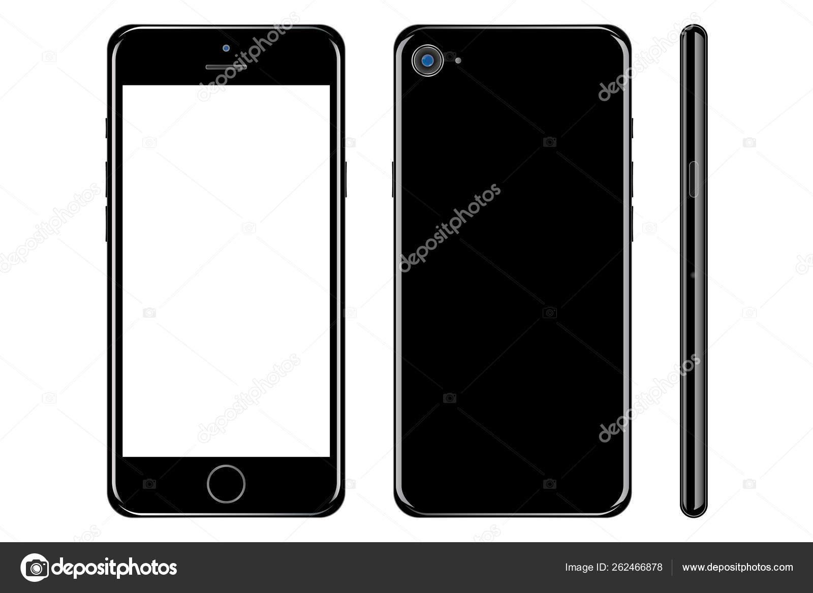 Black Smartphone With White Screen And Glossy Effect Back And Front Side Set With White Screen On White Background Vector Image By C Cherno Vector Stock 262466878