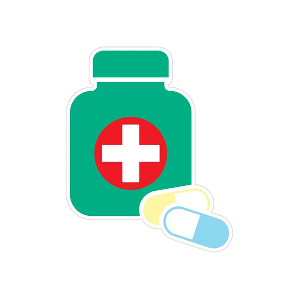 RED first aid kit isolated on blue background. Health, help and medical