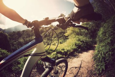 Güneşli günde Bisiklete binmek forest Hill'de üstüne