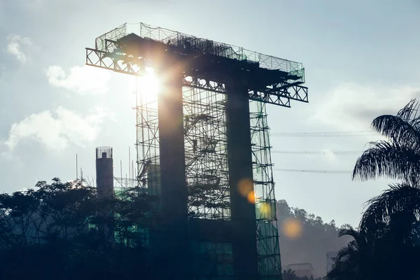 Строительство Автодорожного Моста Рассвете — стоковое фото