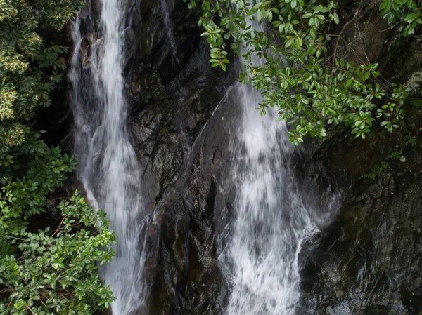 Aerial View Waterfall Tropical Rainforest Mountains — Stock Photo, Image