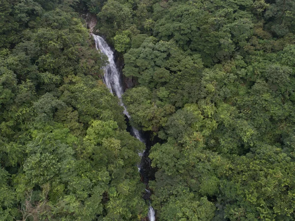 Aerial View Waterfall Tropical Rainforest Mountains — Stock Photo, Image