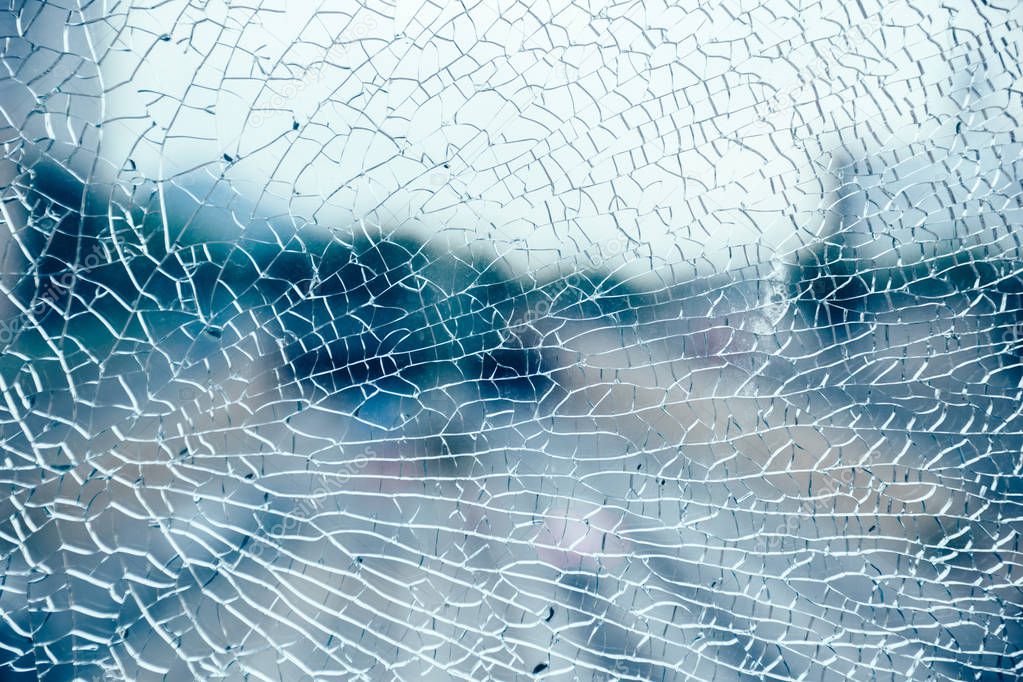 close up view of broken glass texture