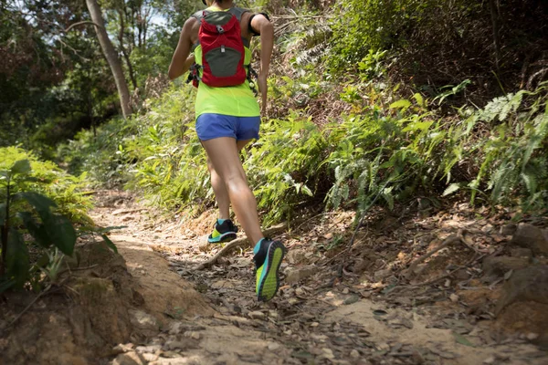 Corredor Senderos Mujer Joven Corriendo Sendero Bosque Tropical — Foto de Stock