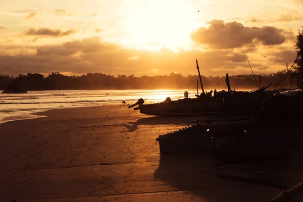 Vue Romantique Sur Lever Soleil Sur Plage Sable — Photo