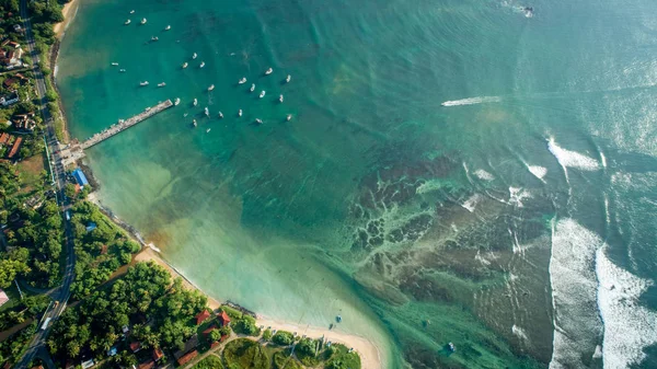 Αεροφωτογραφία Του Όμορφη Θαλασσογραφία Χωριό Ψαράδων Στη Σρι Λάνκα — Φωτογραφία Αρχείου