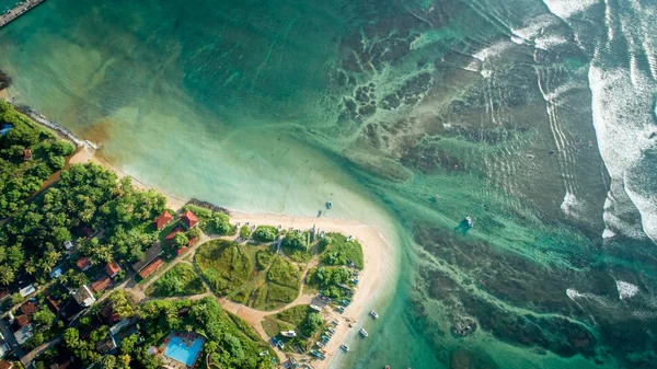 Veduta Aerea Bellissimo Paesaggio Marino Con Barche Pesca Sulla Costa — Foto Stock