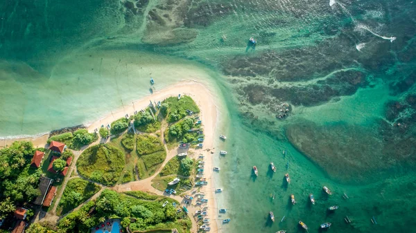 Vue Aérienne Magnifique Paysage Marin Avec Des Bateaux Pêche Sur — Photo