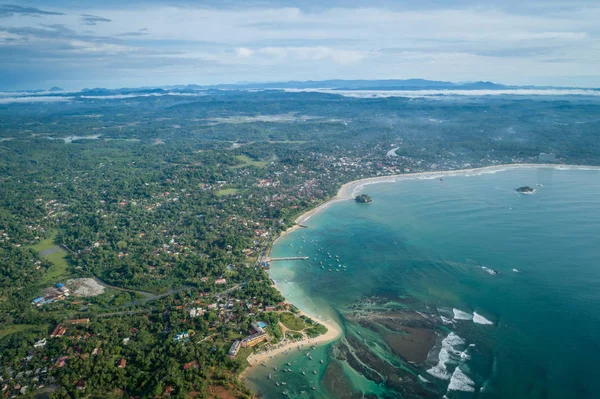 Aerial View Beautiful Tropical Coastline Fisherman Village — Stock Photo, Image