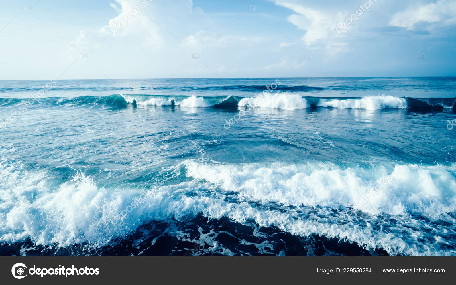 Beautiful Sea Waves Blue Sky Stock Photo Image By C Lzf