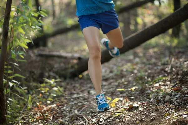 Sportswoman Cross Country Trail Running Forest — Stock Photo, Image