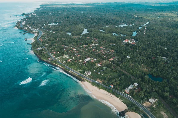 Luchtfoto Van Prachtige Tropische Kust Visser Dorpje — Stockfoto