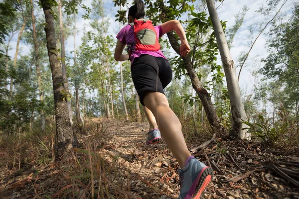 运动员越野小道在森林中奔跑 — 图库照片