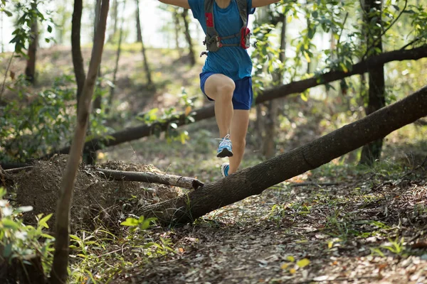Sportlerin Beim Langlauf Wald — Stockfoto