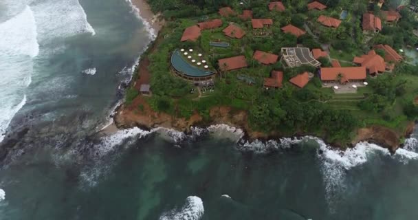 Luchtfoto Van Prachtig Zeegezicht Met Vissersdorp Sri Lanka — Stockvideo