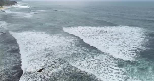 Vue Aérienne Beau Paysage Marin Avec Des Vagues Rupture — Video