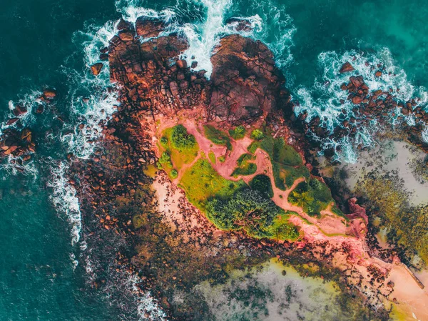 Aerial view of little island at mirissa in Sri lanka