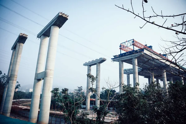 Ciężki Sprzęt Przemysłowy Budowy Superautostrady Budowie Dla Mega Projektu Chinach — Zdjęcie stockowe