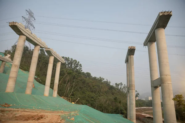 Heavy Industrial Equipment Build Superhighway Construction Site Mega Project China — Stock Photo, Image