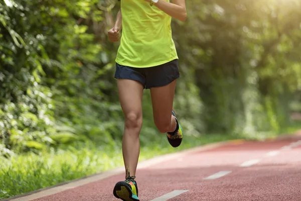 健康的生活方式女子跑步者在晨公园路上奔跑 — 图库照片