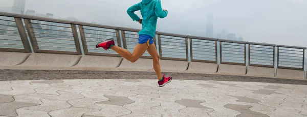 Vida Sana Mujer Corriendo Hong Kong City — Foto de Stock