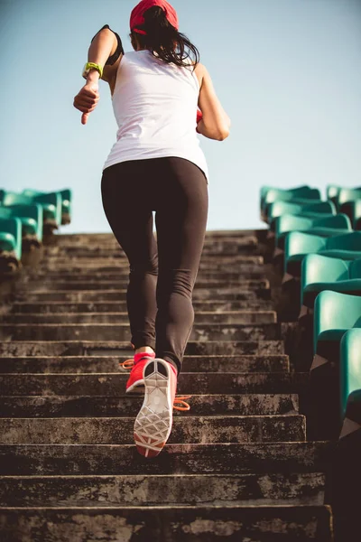 Běžec Běží Schodech Koncepce Joggingu — Stock fotografie