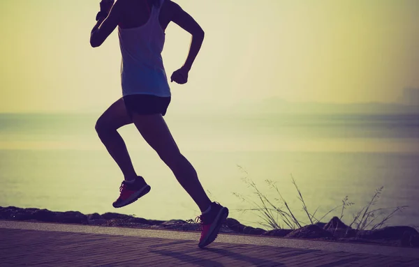 Fitness Sportswoman Running Sunny Coast — Stock Photo, Image