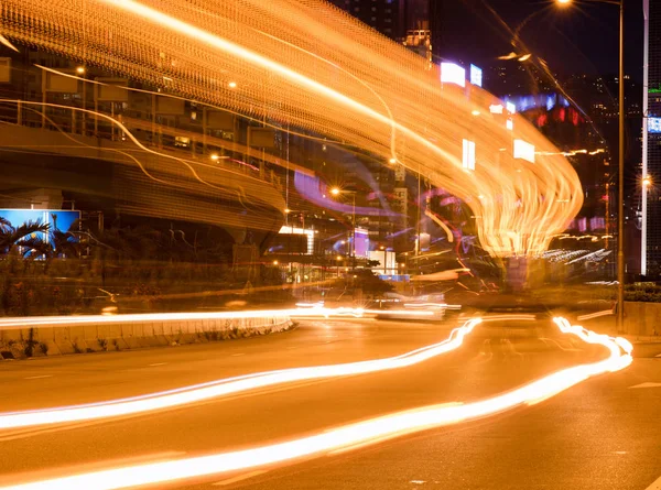 Tráfego Hong Kong Cidade Noite — Fotografia de Stock