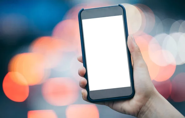 People Hand Use Cellphone Night City — Stock Photo, Image