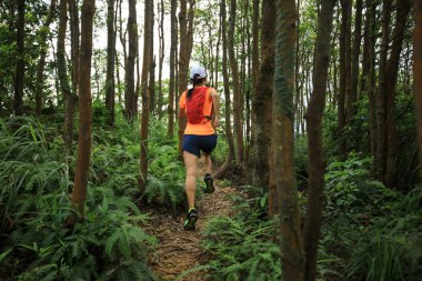 Tropik yağmur ormanlarında koşan ultramaraton koşucusu