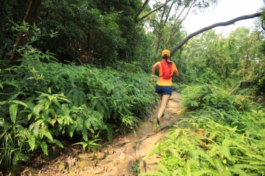 Tropik yağmur ormanlarında koşan ultramaraton koşucusu