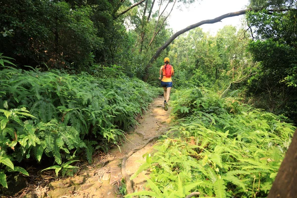 Corredor Ultramaratón Corriendo Selva Tropical — Foto de Stock