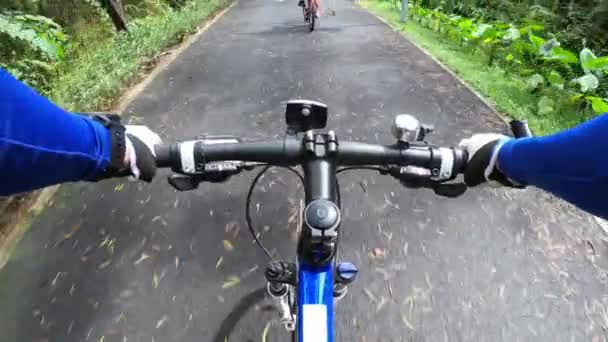 Radfahrerinnen Mit Mountainbikes Wald Unterwegs — Stockvideo