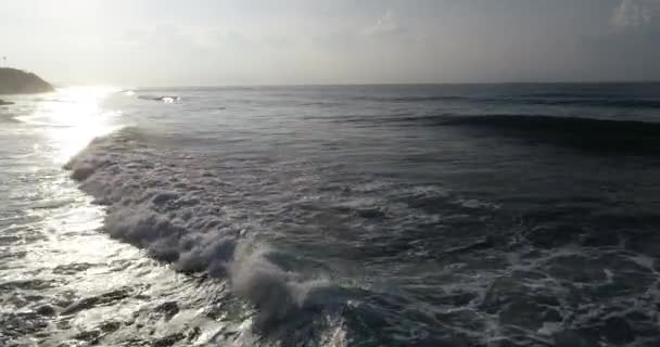 在斯里兰卡海岸上海浪冲刷热带海滩的自然镜头 — 图库视频影像