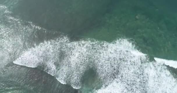 Images Aériennes Vagues Océaniques Lavant Une Plage Tropicale Sur Rivage — Video