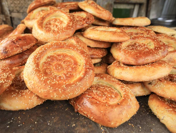 Bir Grup Çin Naan Düz Ekmekleri Yakın Çekim — Stok fotoğraf