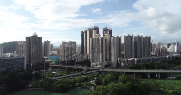 Όμορφη Εναέρια Πλάνα Της Πόλης Shenzhen Στην Κίνα Την Ώρα — Αρχείο Βίντεο