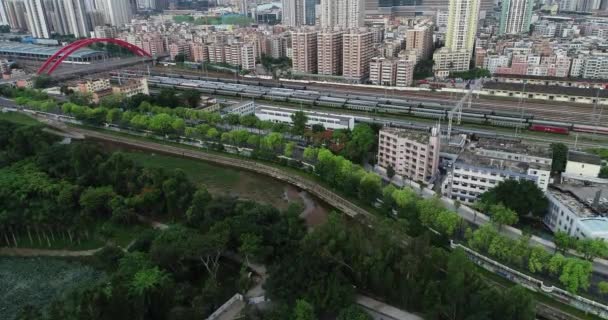 Prachtige Luchtfoto Van Shenzhen Stad China Overdag — Stockvideo