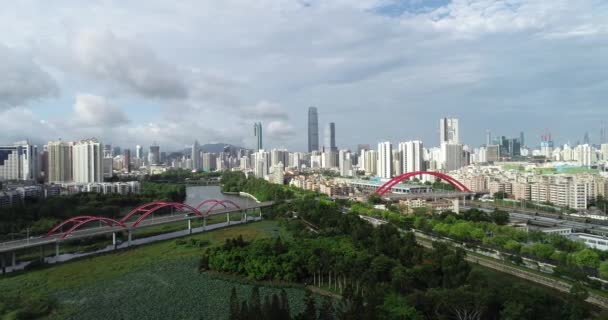Imagens Aéreas Bonitas Cidade Shenzhen China Durante Dia — Vídeo de Stock