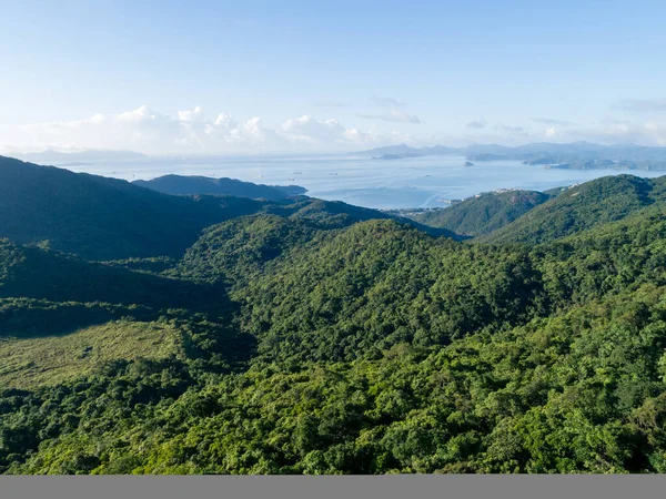 Vista Aérea Paisagem Com Mar Montanhas — Fotografia de Stock